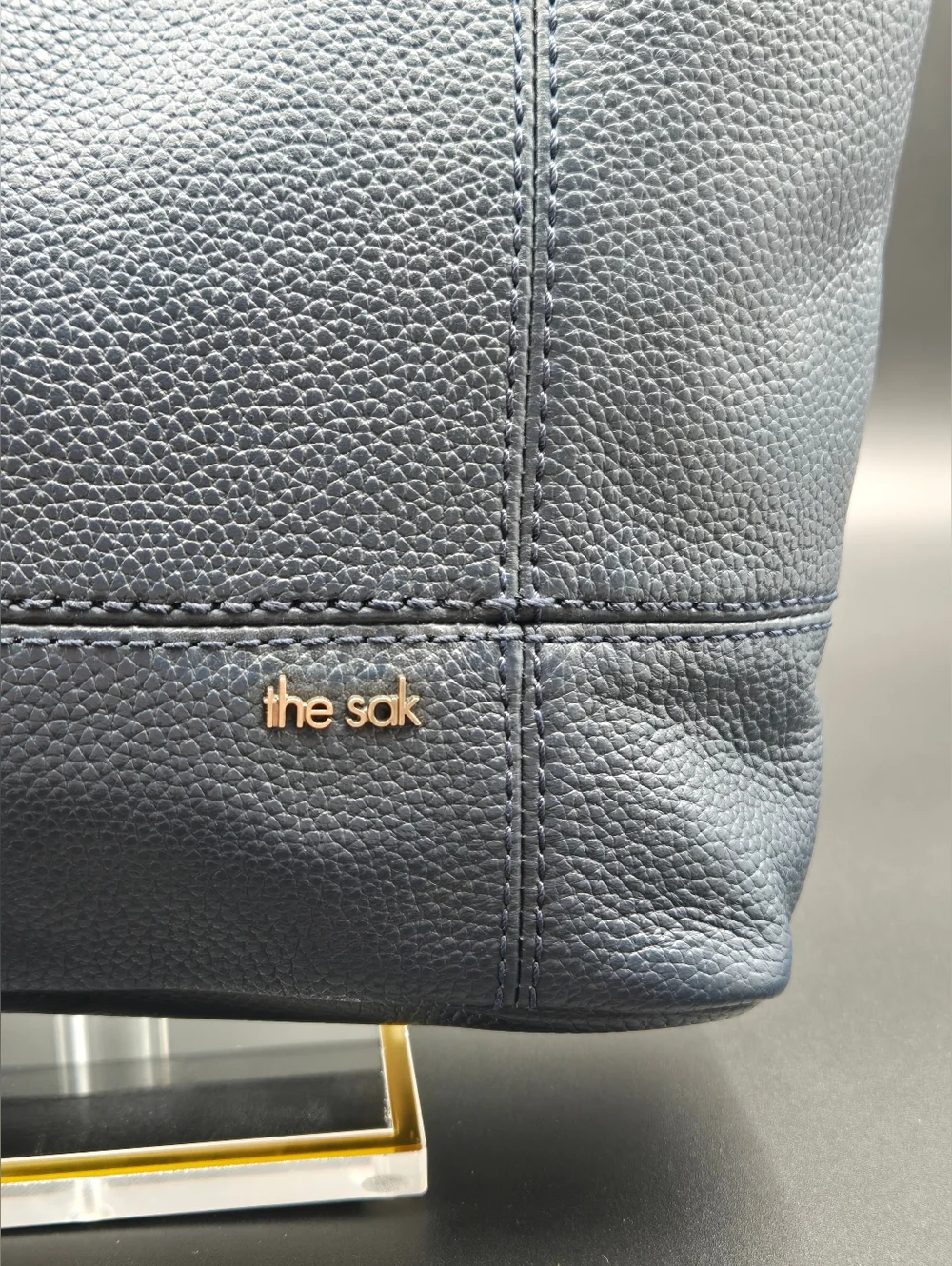 The Sak Navy Blue Pebbled Leather Shoulder Bag - Minimalist Hobo
